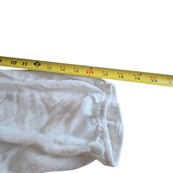 Women’s Large White Boho Lace Crinkle Peasant Tunic Keyhole 3/4 Sleeve Shirt - Picture 8 of 9